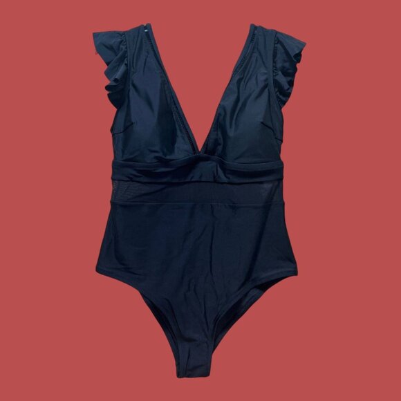 CUPSHE - Women's High Coverage One Piece Swimsuit - Black - OX - Picture 1 of 12